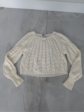 NWT Free People Sandra Cable Stitch Pullover Sweater